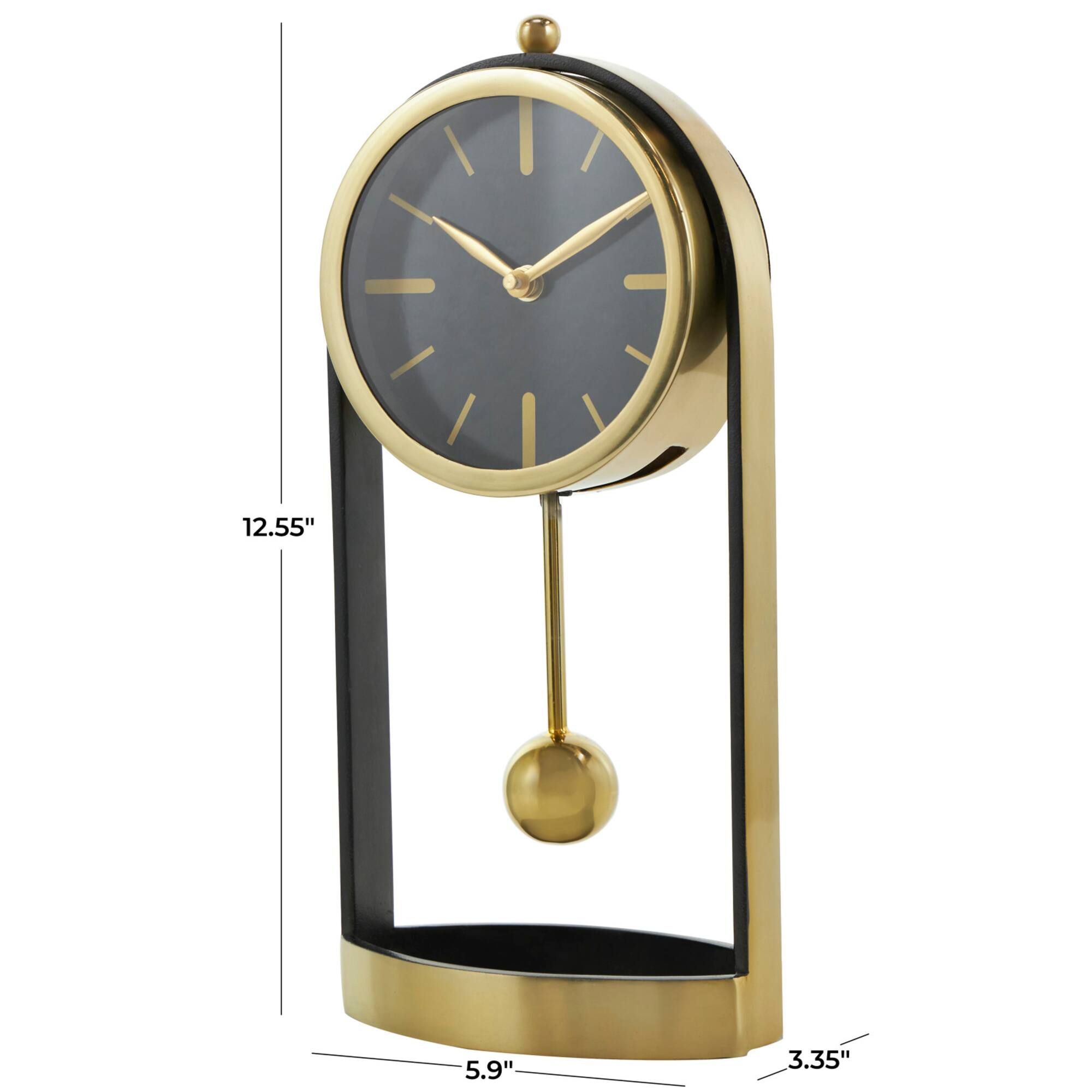 13" Gold Aluminum Tall Clock with Swinging Ball Pendulum